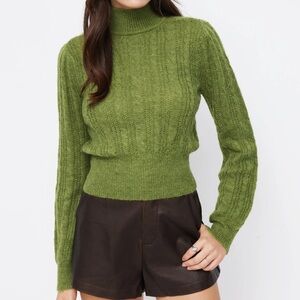 Cider Green Cable Knit High Neck Sweater Size S : Like new